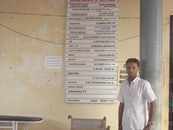 A direction board inside Mercy Hospital in India